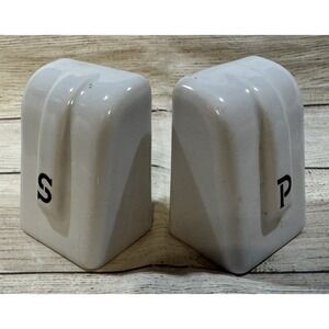Vintage DIXIE Mid Century Art Deco White Salt & Pepper Shakers RETRO TubGH9